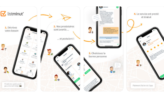 Four display images of a mobile phone that all flow into one another.