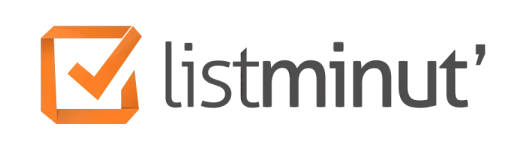 The logo for 'listminut' with an orange tick in a box next to it.