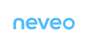The 'neveo' logo displaying light blue rounded letters.
