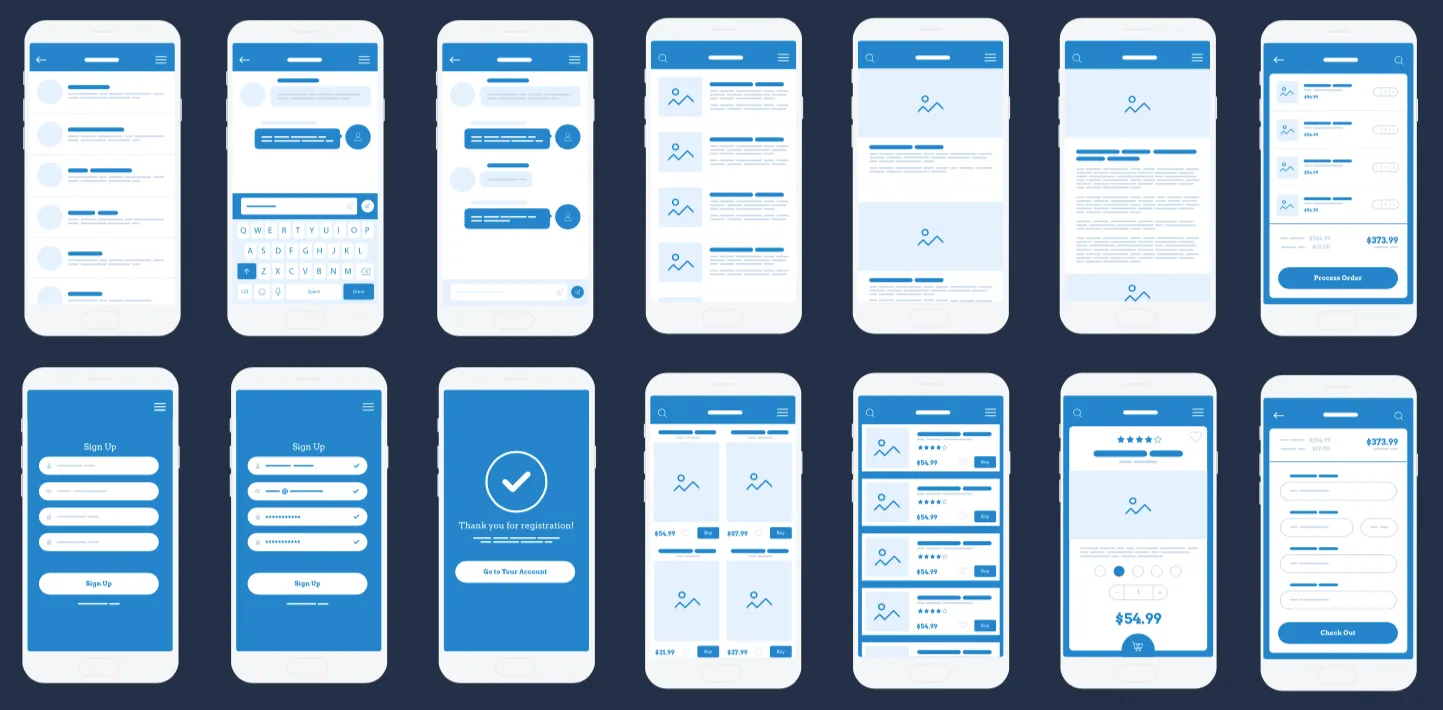 Ecrans d'une application mobile
