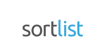 The logo for 'sortlist' is displayed in blue and black letters.